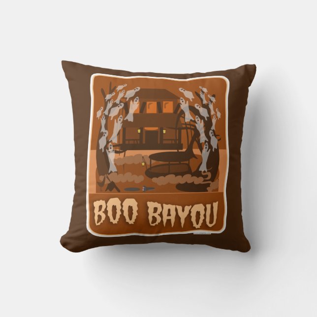 Boo Bayou Haunted Halloween Spooky Art Cushion (Front)
