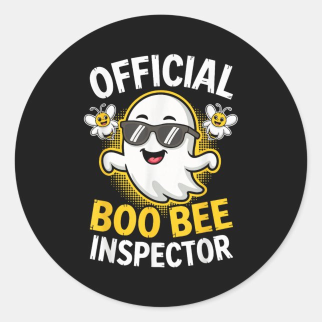 Boo Bee Inspector Shirt Men Women Halloween Costum Classic Round Sticker (Front)