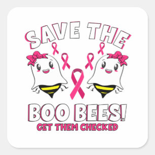 Boo Bees Breast Cancer Awareness Pink Ribbon Square Sticker