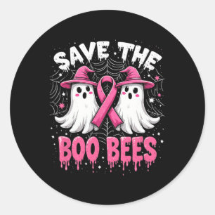 Boo Bees Breast Cancer Halloween Women Save The  Classic Round Sticker