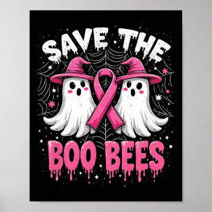Boo Bees Breast Cancer Halloween Women Save The Poster