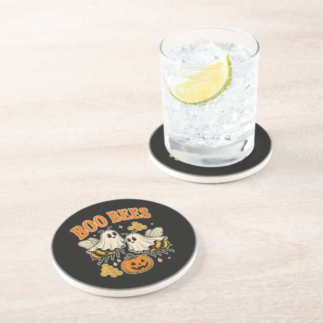 Boo Bees Funny Ghost Bee Pun Cute Halloween Coaster (Side)