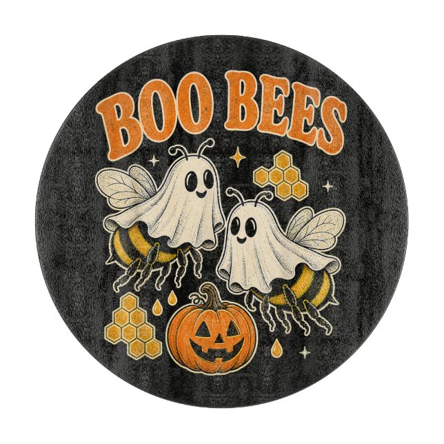Boo Bees Funny Ghost Bee Pun Cute Halloween Cutting Board (Front)