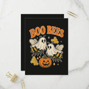 Boo Bees Funny Ghost Bee Pun Cute Halloween Invitation Postcard