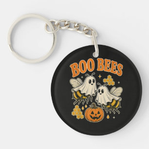 Boo Bees Funny Ghost Bee Pun Cute Halloween Key Ring