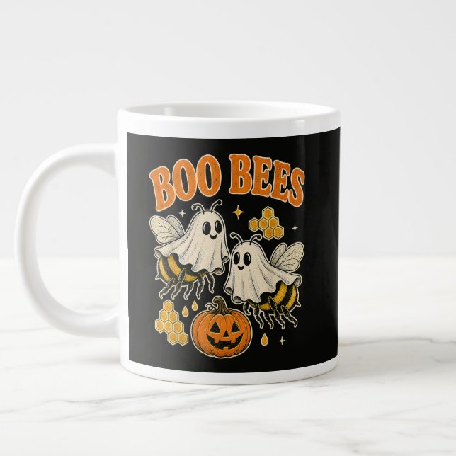 Boo Bees Funny Ghost Bee Pun Cute Halloween Large Coffee Mug (Left)