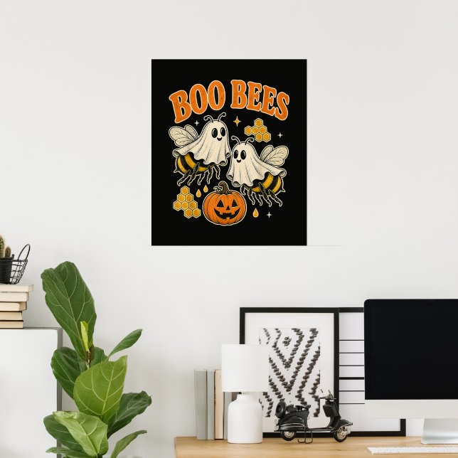 Boo Bees Funny Ghost Bee Pun Cute Halloween Poster (Home Office)