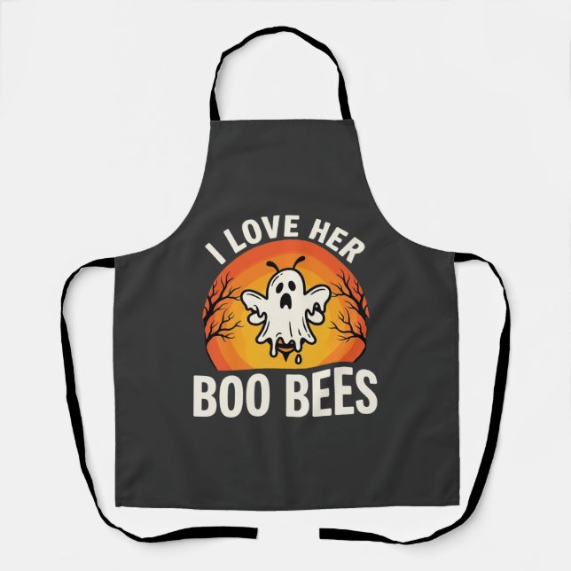 Boo Bees Halloween Ghost Bee Funny Design_1 Apron (Front)