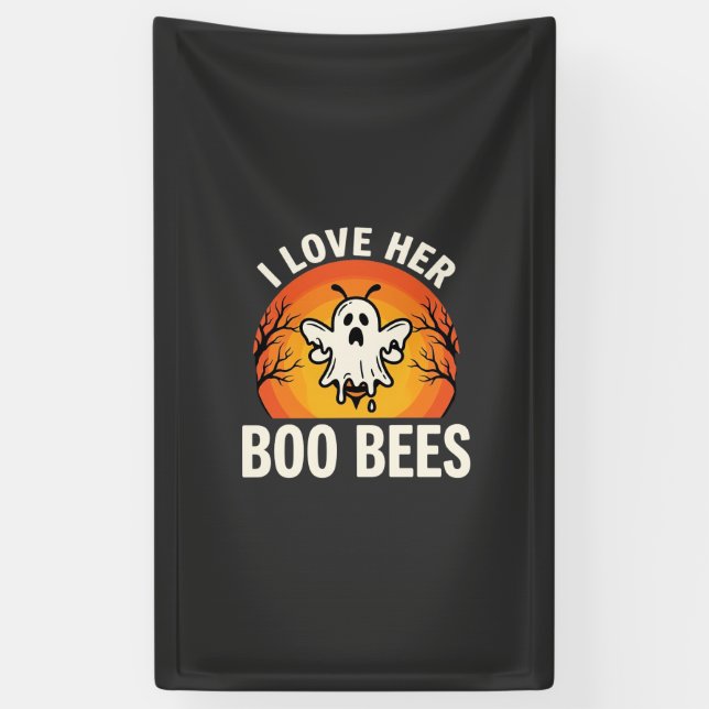 Boo Bees Halloween Ghost Bee Funny Design_1 Banner (Vertical)