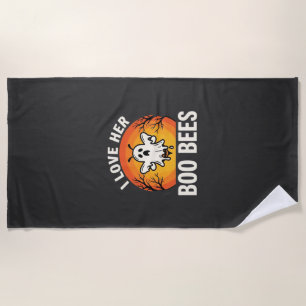 Boo Bees Halloween Ghost Bee Funny Design_1 Beach Towel