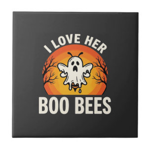Boo Bees Halloween Ghost Bee Funny Design_1 Ceramic Tile