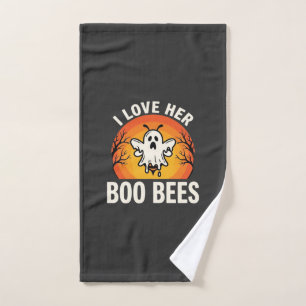 Boo Bees Halloween Ghost Bee Funny Design_1 Hand Towel