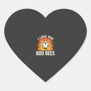 Boo Bees Halloween Ghost Bee Funny Design_1 Heart Sticker