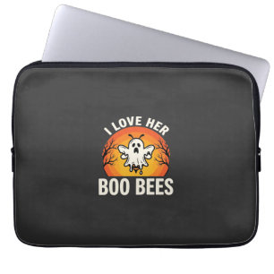 Boo Bees Halloween Ghost Bee Funny Design_1 Laptop Sleeve