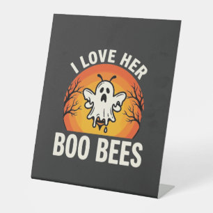 Boo Bees Halloween Ghost Bee Funny Design_1 Pedestal Sign