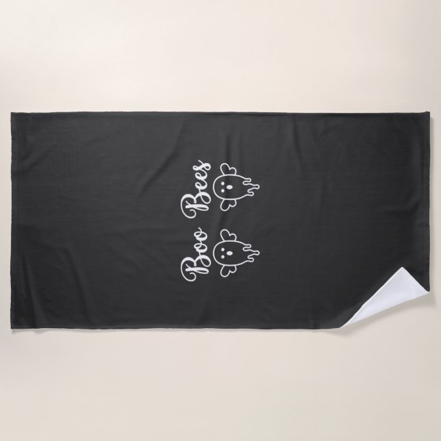 Boo Bees Halloween Ghost Design Beach Towel (Front)