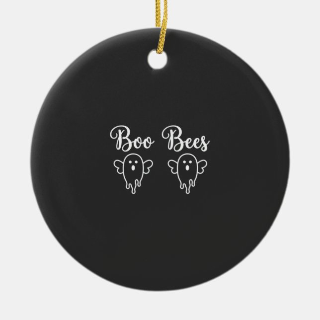 Boo Bees Halloween Ghost Design Ceramic Ornament (Front)