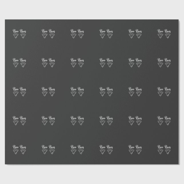 Boo Bees Halloween Ghost Design Wrapping Paper (Flat)