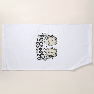 Boo Bees Vintage Halloween Ghost Bee Design_1 Beach Towel