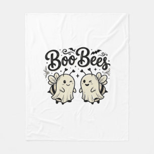 Boo Bees Vintage Halloween Ghost Bee Design_1 Fleece Blanket