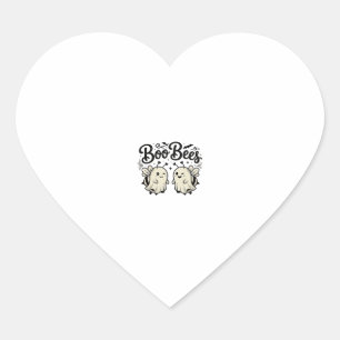 Boo Bees Vintage Halloween Ghost Bee Design_1 Heart Sticker