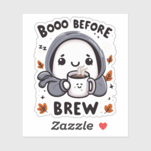 Boo Before Brew Funny Ghost Coffee Vinyl Sticker