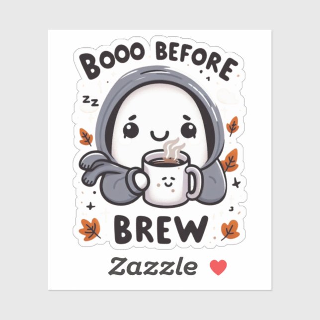 Boo Before Brew Funny Ghost Coffee Vinyl Sticker (Sheet)