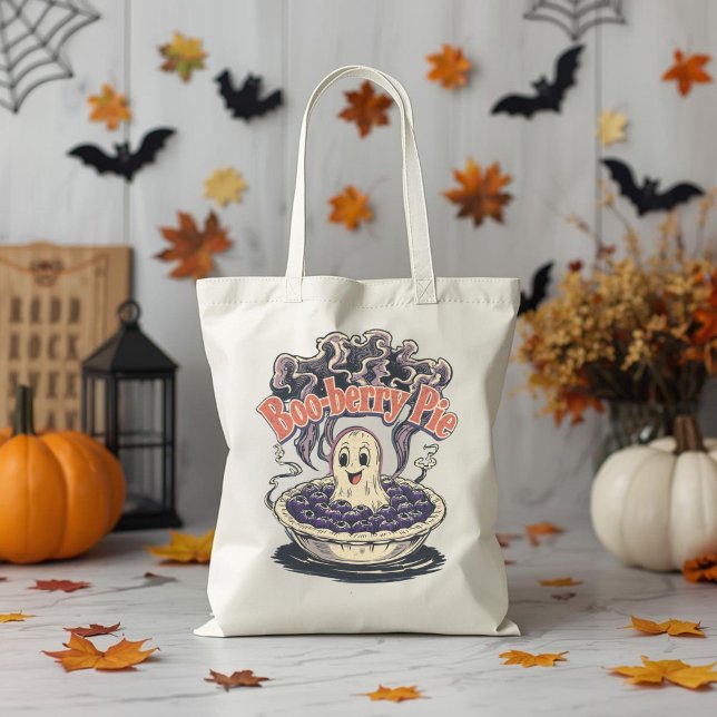 Boo-berry Pie Funny Halloween Blueberry Pun  Tote Bag (Creator Uploaded)