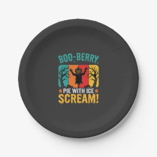 Boo-Berry Pie Halloween Ice Scream Design Paper Plate