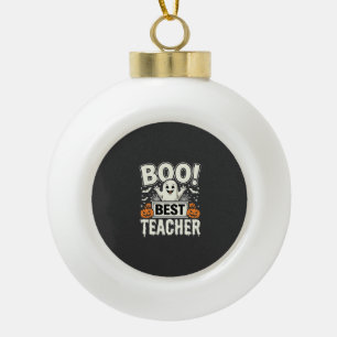 Boo Best Teacher Halloween Ghost Design_1 Ceramic Ball Christmas Ornament