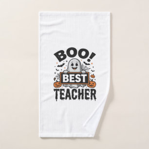 Boo Best Teacher Vintage Halloween Teacher Design_ Hand Towel