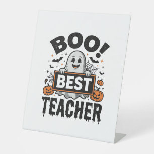 Boo Best Teacher Vintage Halloween Teacher Design_ Pedestal Sign