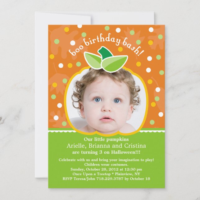 Boo Birthday Bash Pumpkin Party Invitation (Front)