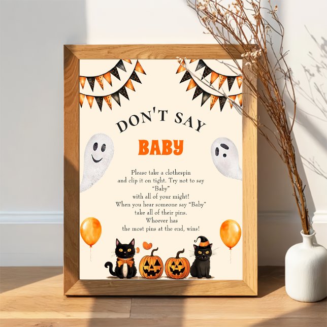 Boo Black Cat "Don't Say Baby" Baby Shower Game Poster (Creator Uploaded)