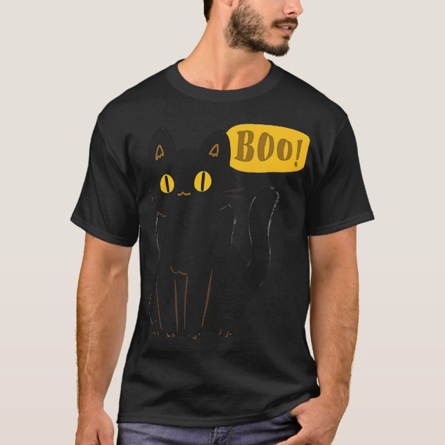 Boo Black Cat Halloween Funny Cat Lovers Gifts Men T-Shirt (Front)