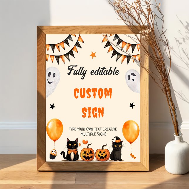 Boo Black Cat Halloween Party Table Sign (Creator Uploaded)
