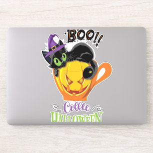 Boo Black Cat, Scary Pumpkin Coffee Halloween
