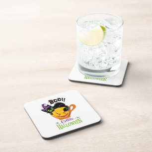 Boo Black Cat, Scary Pumpkin Coffee Halloween Coaster