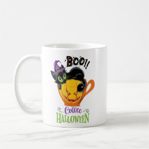 Boo Black Cat, Scary Pumpkin Coffee Halloween Mug