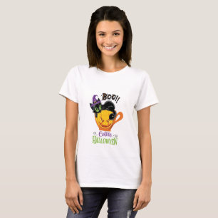 Boo Black Cat, Scary Pumpkin Coffee Halloween T-Shirt