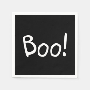 Boo black cute handwritten typography Halloween Napkin