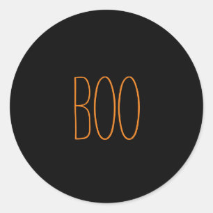 Boo black orange spooky handwritten Halloween Classic Round Sticker