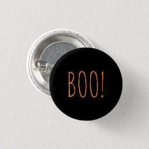 Boo black orange spooky typography fun Halloween 3 Cm Round Badge