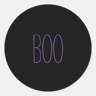 Boo black purple spooky handwritten Halloween Classic Round Sticker