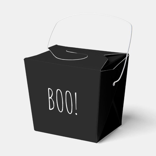 Boo black simple typography funny cute Halloween Favour Box (Front Side)