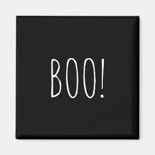 Boo black simple typography funny cute Halloween Magnet