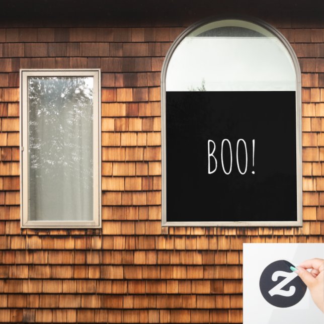 Boo black spooky typography minimalist Halloween (Home Window)