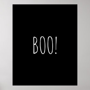 Boo black spooky typography minimalist Halloween Poster
