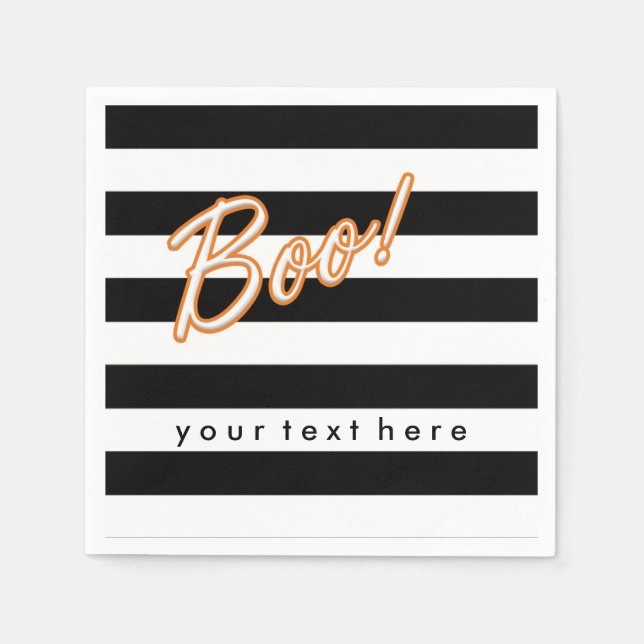 BOO Black & White Halloween Party Napkins (Front)