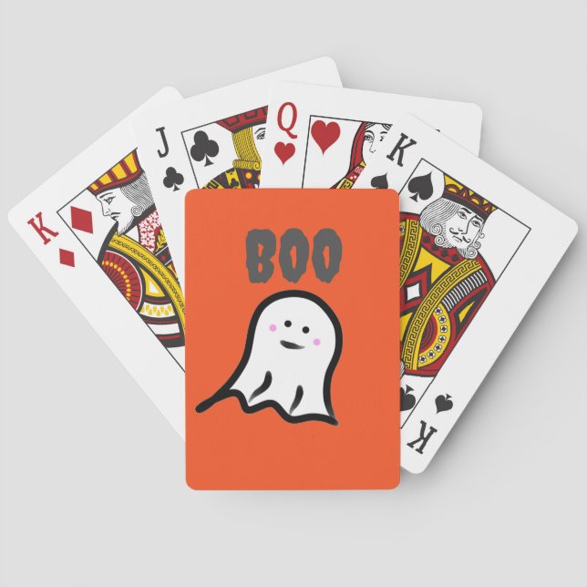 Boo! Blushing Ghost Cute Halloween  Playing Cards (Back)